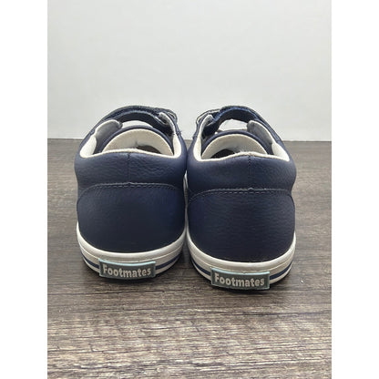Footmates Sneaker Boys 13 Navy Leather Strap Classic Preppy Flawed*3