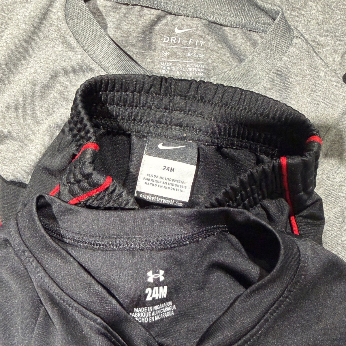 Nike Under Armour T-Shirts Pants Bundle Boys 24M Black Gray Active Sporty EUC5