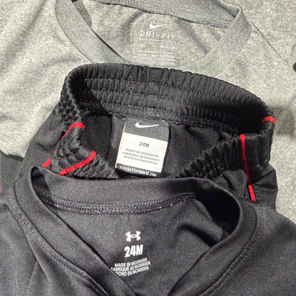 Nike Under Armour T-Shirts Pants Bundle Boys 24M Black Gray Active Sporty EUC5