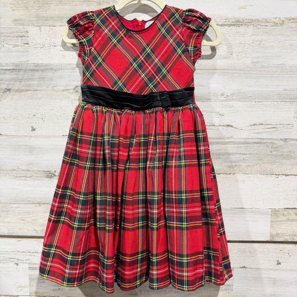 Trish Scully Plaid Dress Girls 8 Red Tartan Holiday Christmas Classic *Flawed1