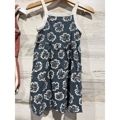 Little Co Smiley Face Romper Floral Dress Girls 3T Rust Navy Boho EUC1