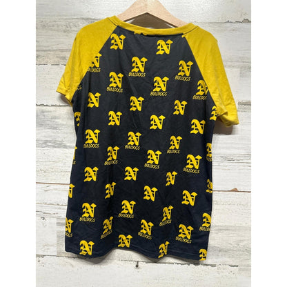 Bulldogs Raglan Shirt 10/12 Black Yellow All Over Print EUC1