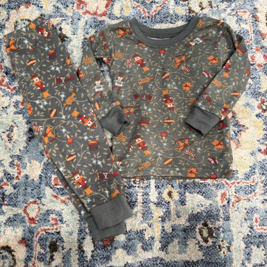 Modern Moments Pajama Set Kids 18M Gray Nutcracker Holiday Festive EUC0