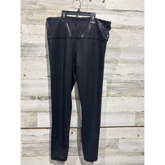 Athleta Shimmer Leggings Women Large Black Metallic Elation High Rise EUC0
