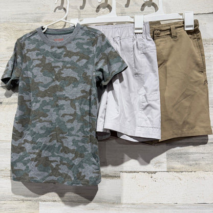Cat & Jack Under Armour Boys 6 Camo Tee Khaki Fishing Shorts Bundle GUC*0