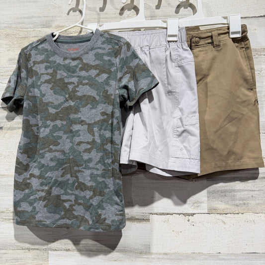 Cat & Jack Under Armour Boys 6 Camo Tee Khaki Fishing Shorts Bundle GUC*0