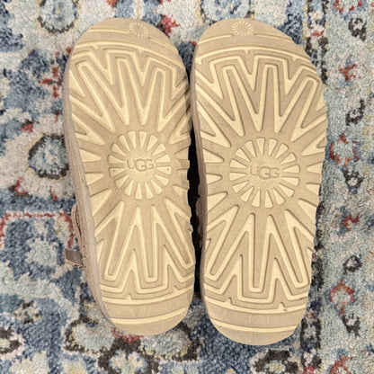 UGG Goldenstar Clog Women 5.5 Driftwood Suede Platform Strap Comfort GUC6