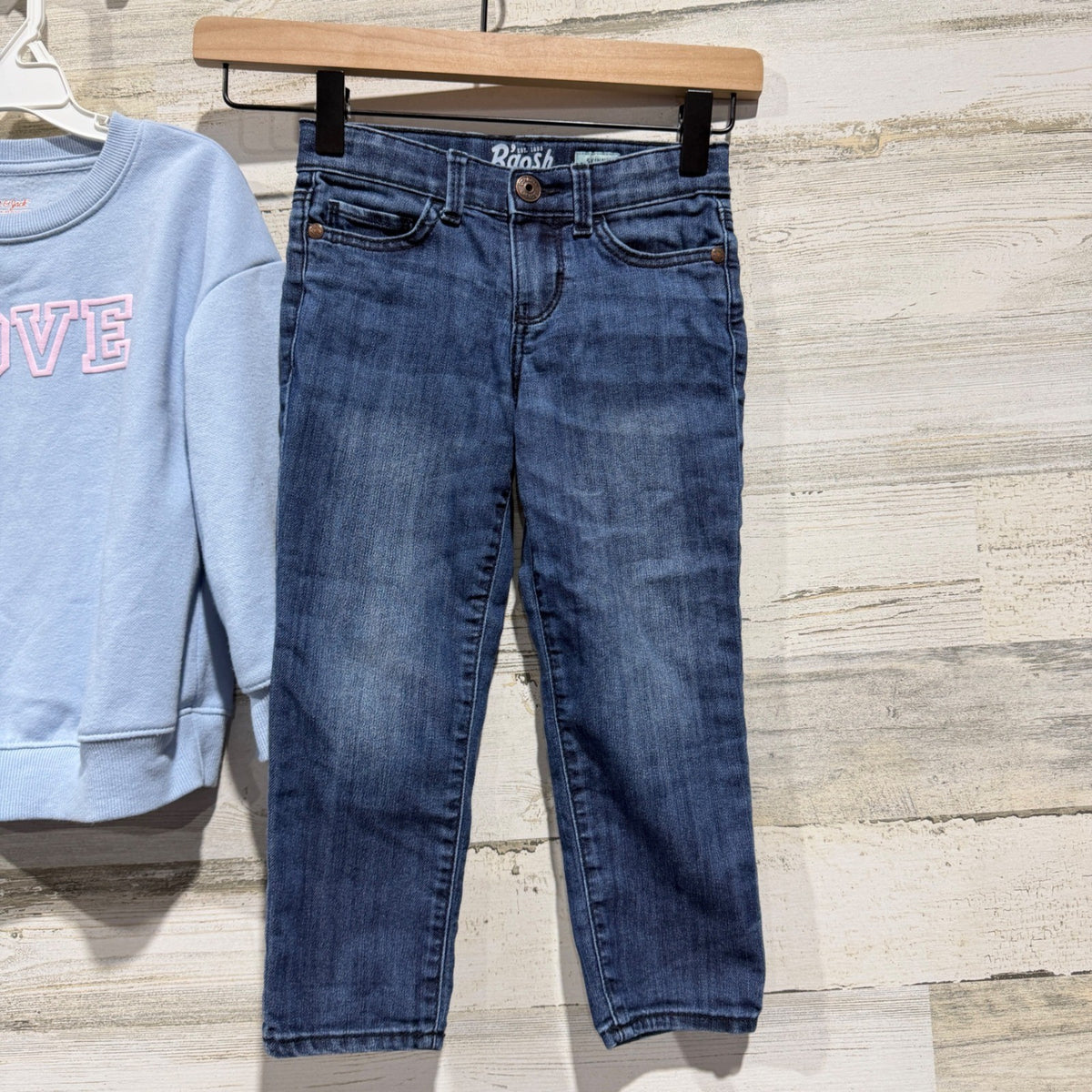 Cat & Jack OshKosh Sweatshirt Jeans Bundle Girls 4T Pink Blue Denim Casual5