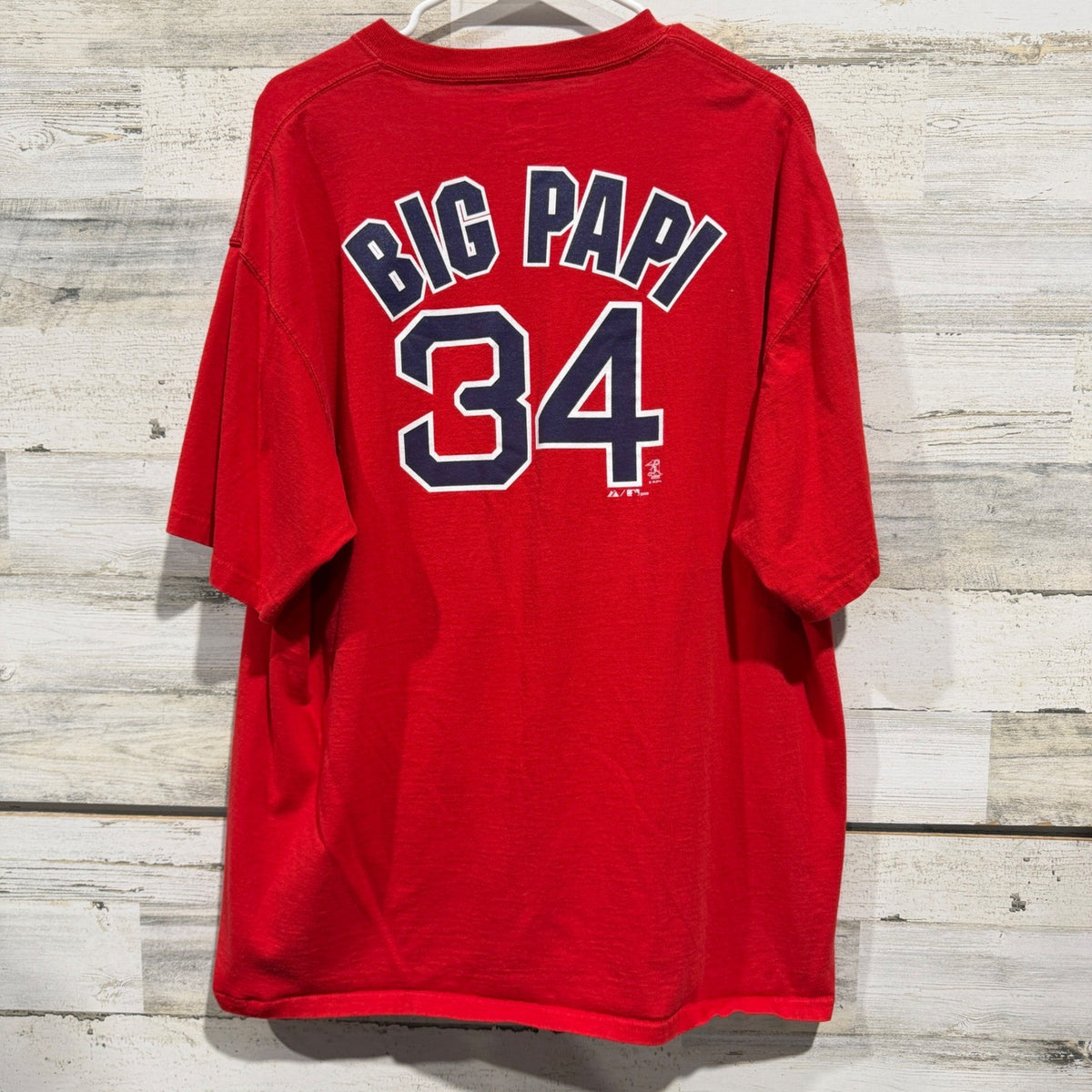 Majestic David Ortiz Big Papi Red Sox T-Shirt Men XL Red 100% Cotton 2008 MLB3