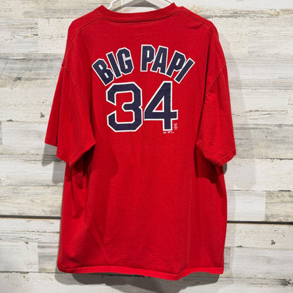 Majestic David Ortiz Big Papi Red Sox T-Shirt Men XL Red 100% Cotton 2008 MLB3