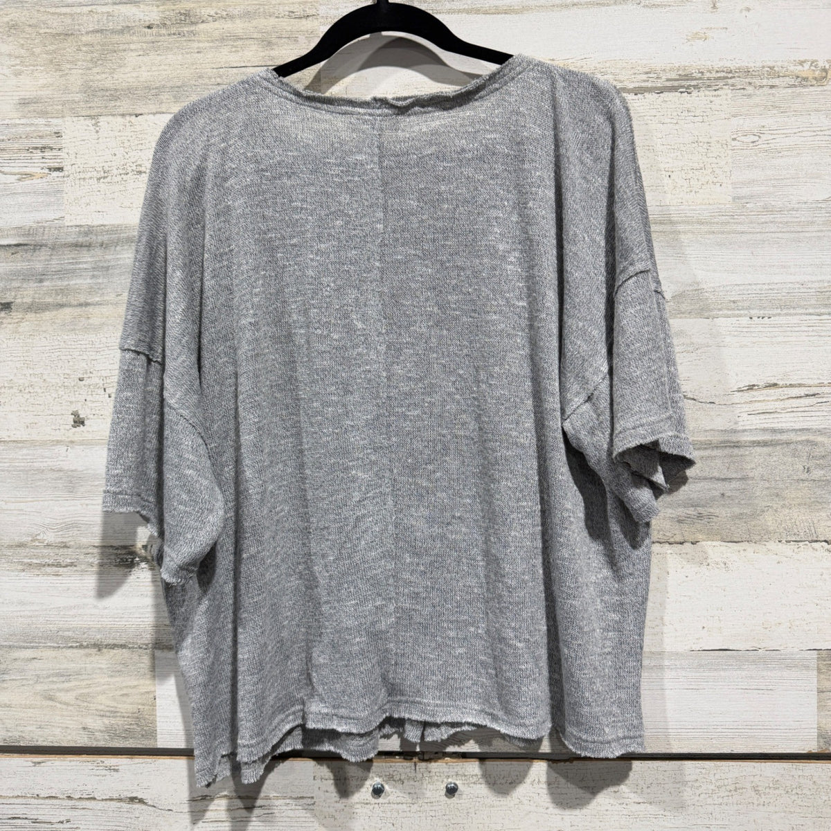 Entro Button Front Knit Top Women Large Gray Rayon Blend Boho NWT4