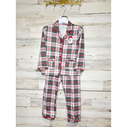 Rylee Faith Designs Pajama Set Kids 7 Red Plaid Santa Holiday0