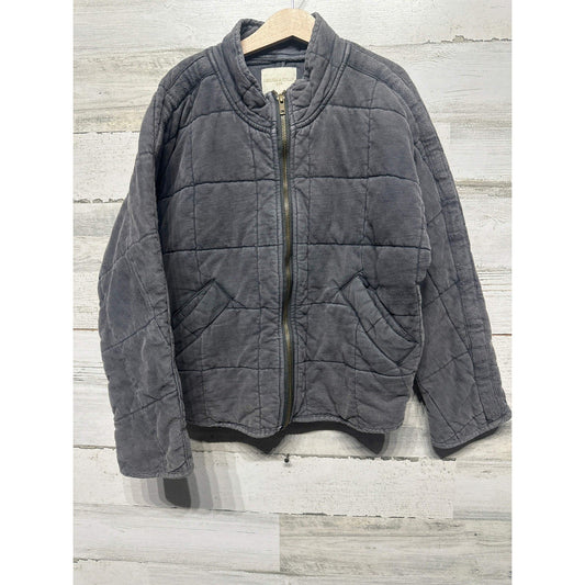 Chelsea & Violet Quilted Bomber Jacket Girls Medium Grey Full Zip EUC0