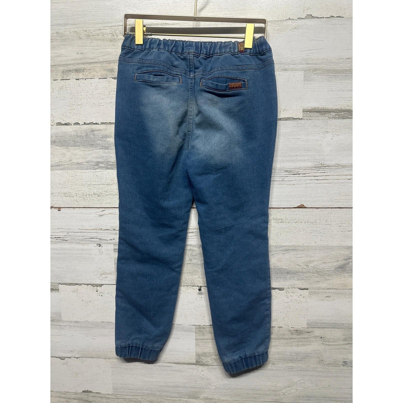 7 For All Mankind Denim Joggers Boys 7 Blue Elastic Waist Drawstring1