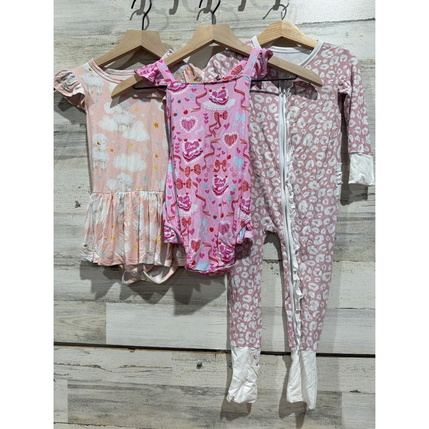 Posh Peanut Snuggle Bums Bundle Girls 2T Pink Leopard Lamb Bamboo EUC0