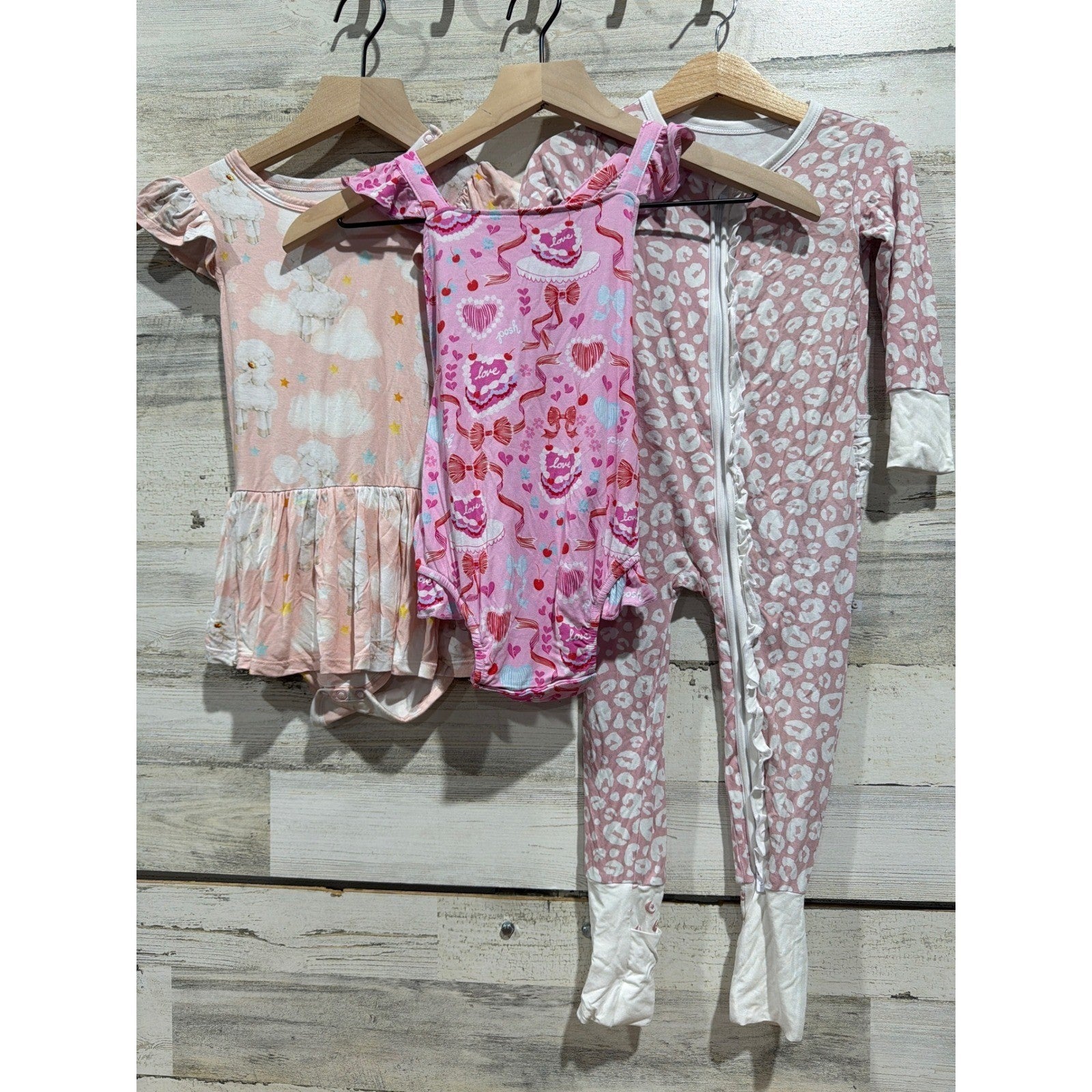 Posh Peanut Snuggle Bums Bundle Girls 2T Pink Leopard Lamb Bamboo EUC0