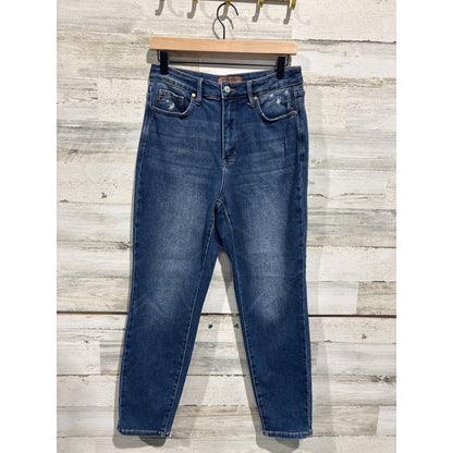 Judy Blue Slim Fit Women 9/29 Dark Blue Distressed High Rise Stretch Denim0