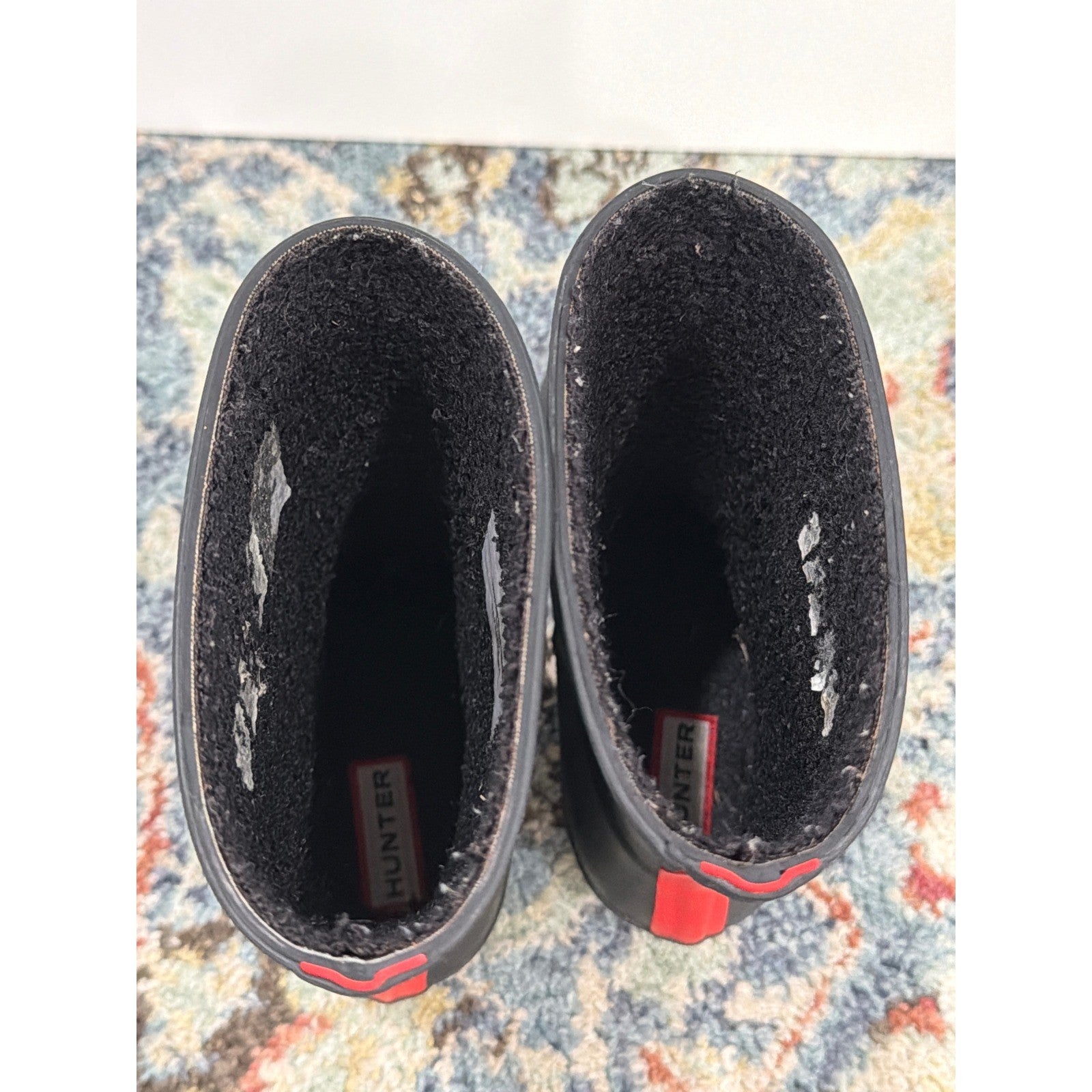 Hunter Rain Boots Kids 12 Black Matte Fleece Lined Rubber Outdoors5