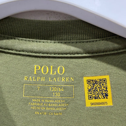 Polo Ralph Lauren T-Shirt Kids 7 Olive Green Pony Logo Preppy EUC2