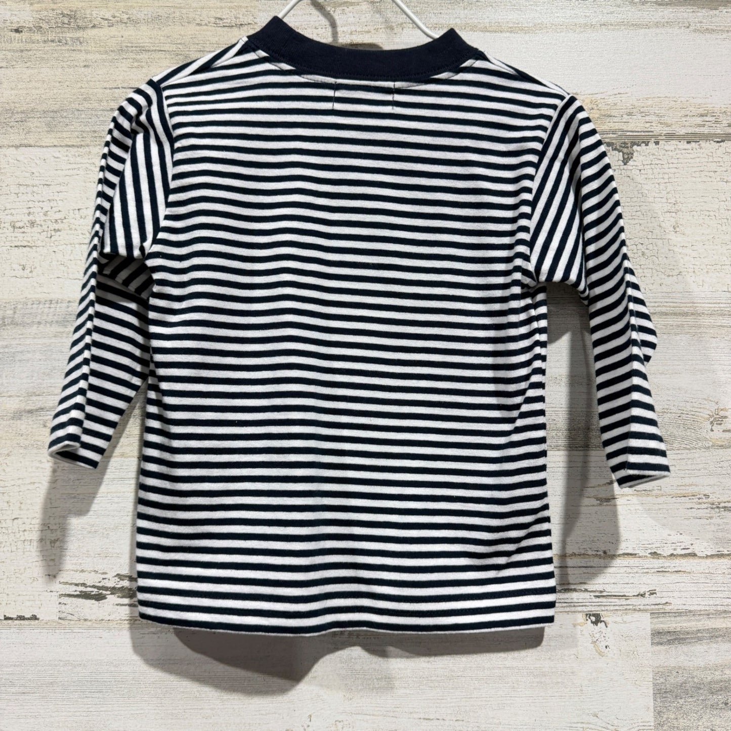 Baby Luigi Shirt Boys 12M Navy White Striped Dinosaur Christmas Holiday NWT4