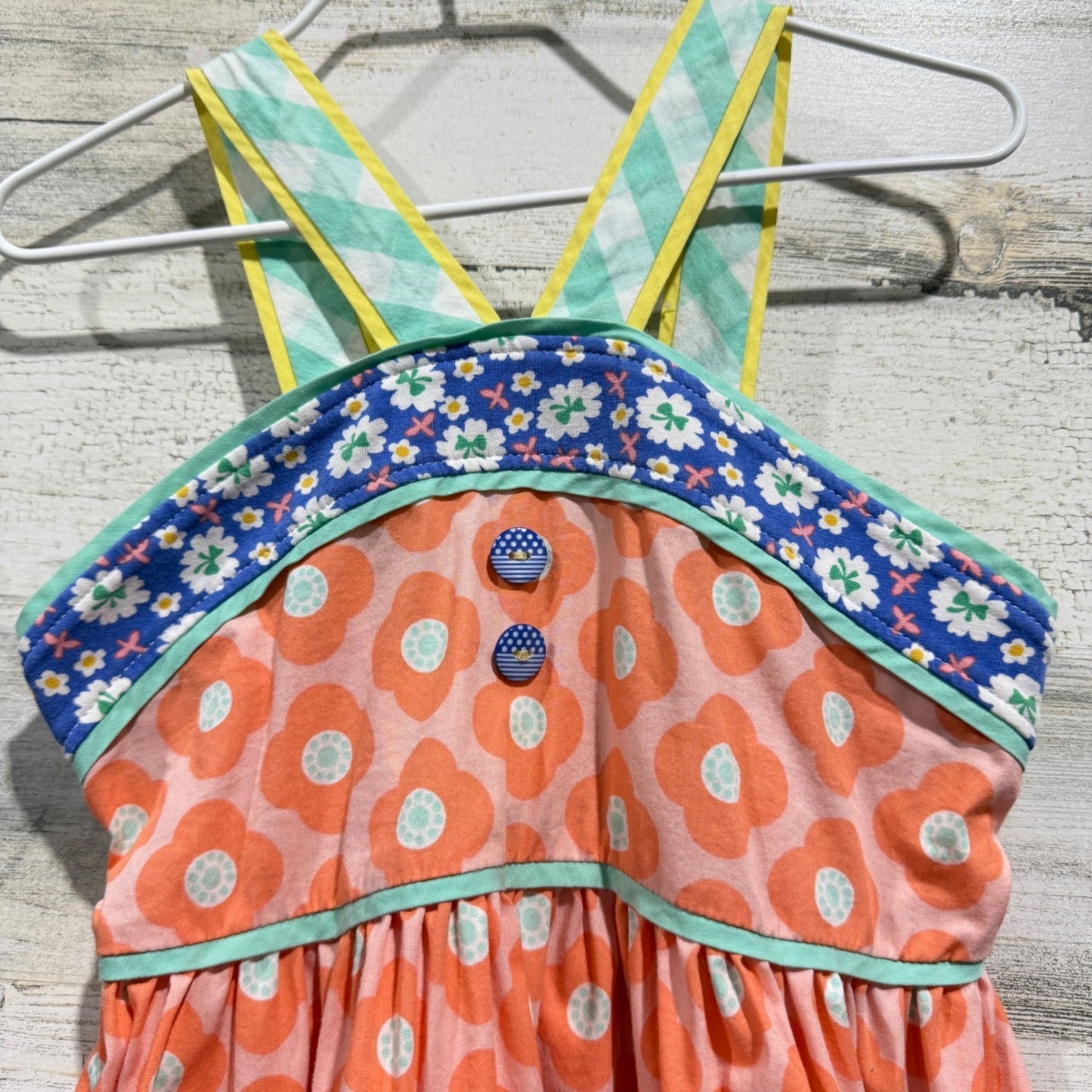 Matilda Jane Tunic Top Girls 6 Pink Floral Citrus Fruit Mixed Print EUC1