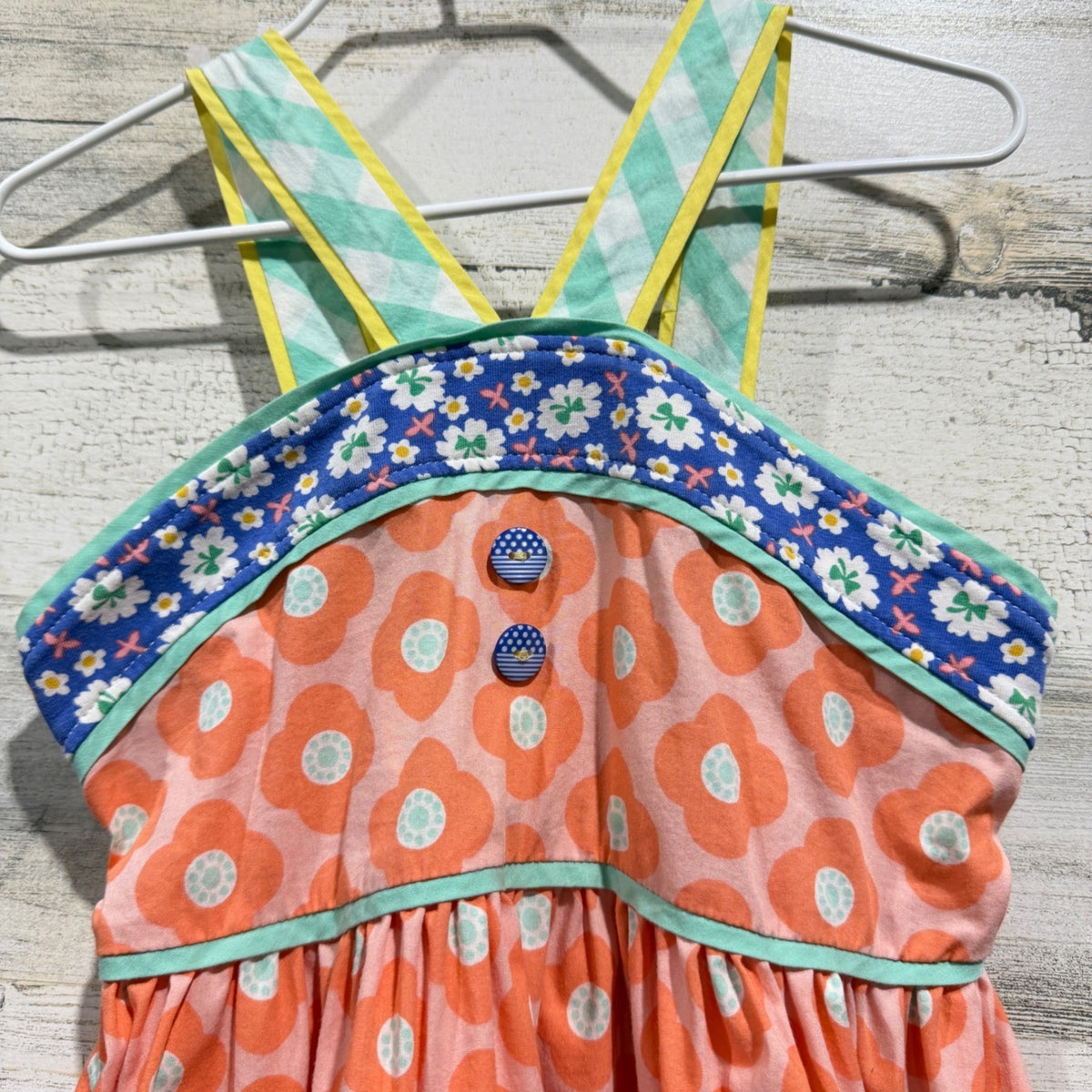 Matilda Jane Tunic Top Girls 6 Pink Floral Citrus Fruit Mixed Print EUC1