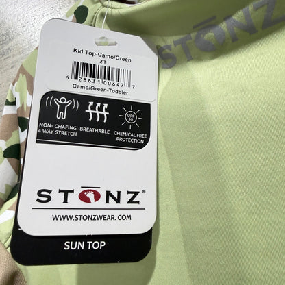 Stonz Sun Shirt Boys 2T Green Camo UPF 50 Rash Guard Gorpcore NWT5