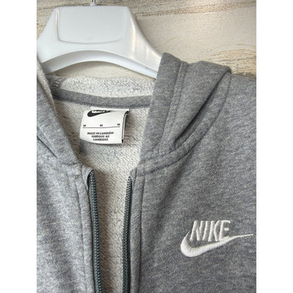 Nike Full Zip Hoodie Kids Youth Medium Gray Fleece Sportswear Athleisure EUC1