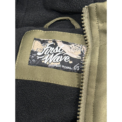 First Wave Hooded Bomber Jacket Boys 4/5 Olive Green Full Zip1