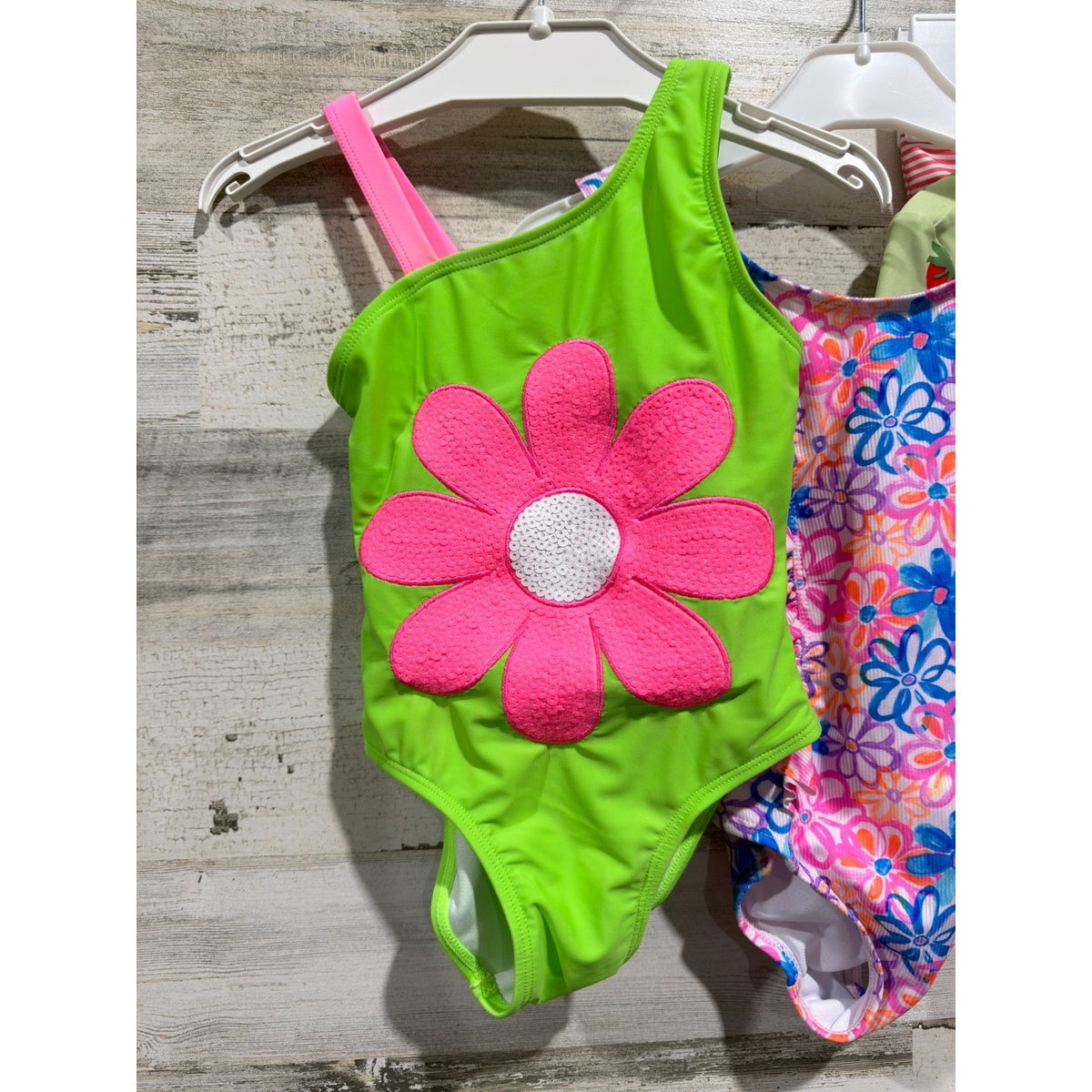 Snapdoodles Andy & Evan Swimsuit Bundle Girls 3T / 4 Green Pink Floral Flawed*1