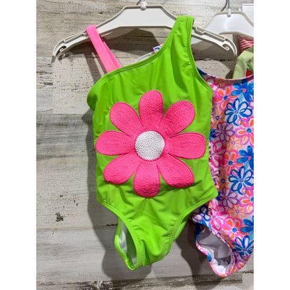 Snapdoodles Andy & Evan Swimsuit Bundle Girls 3T / 4 Green Pink Floral Flawed*1