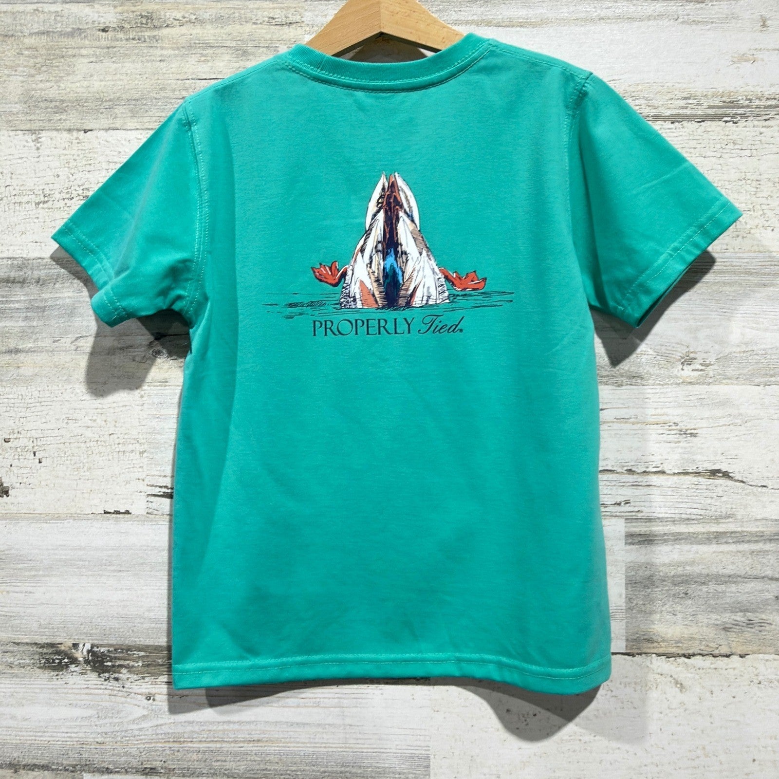Properly Tied T-Shirt Boys 6 Green Diving Mallard Pima Cotton Preppy NWT0