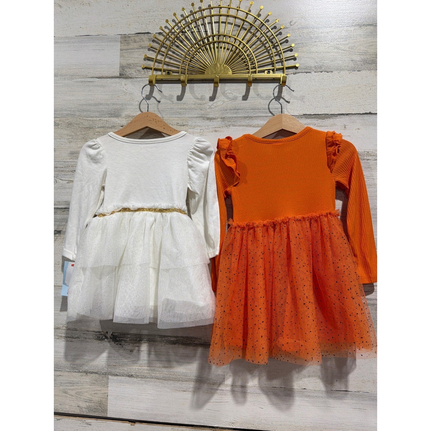 Cat & Jack Celebrate Dress Bundle Girls 18M Orange White Deer Pumpkin NWT EUC3