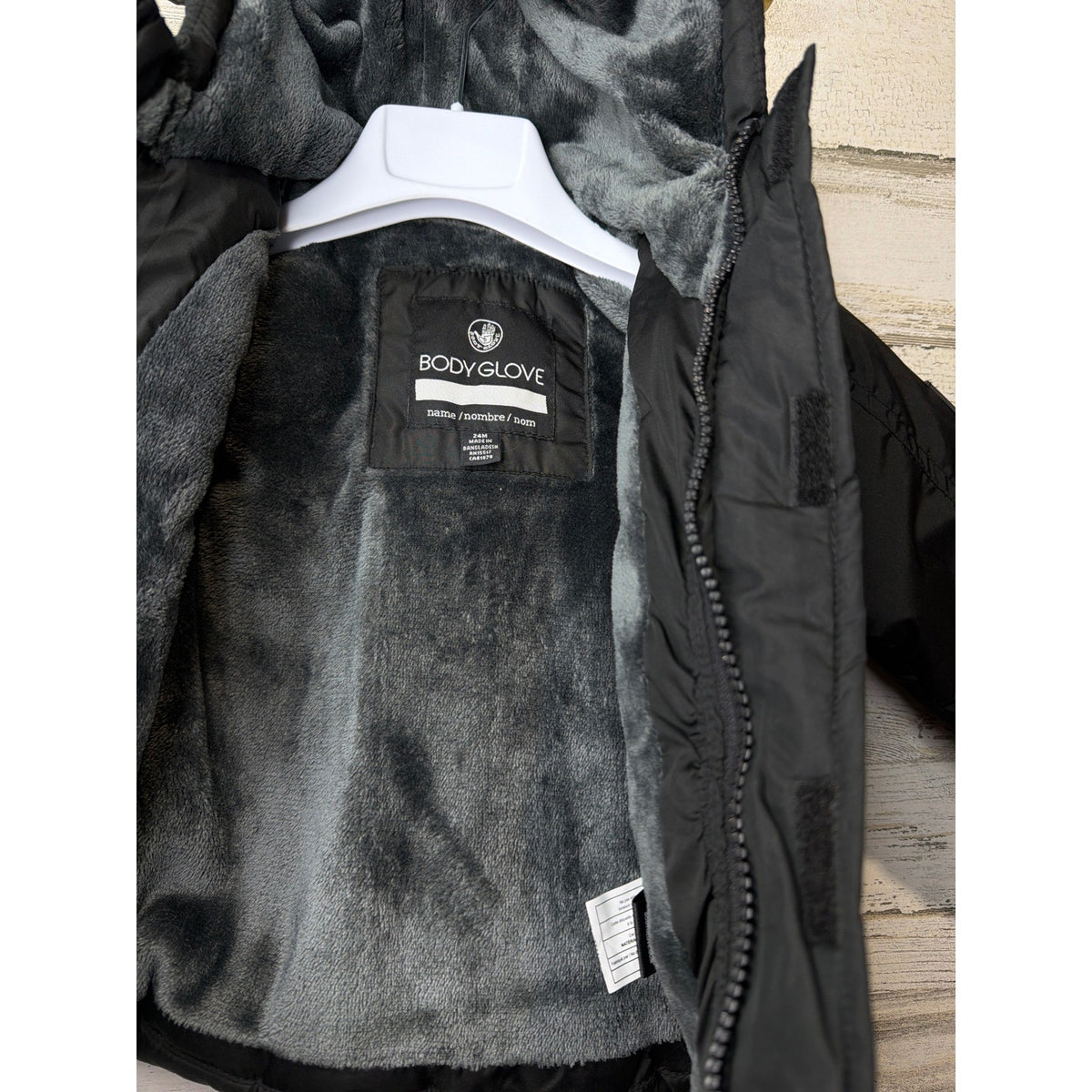 Body Glove Puffer Jacket Boys 24M Black Hooded Faux Fur Winter Gorpcore EUC3
