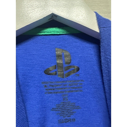 PlayStation Graphic Long Sleeve T-Shirt Boys XS Blue Retro Console EUC2