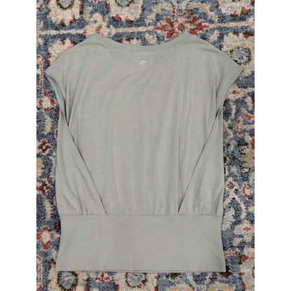 Athleta Zephyr Muscle Tank Women XS Sage Green Banded Hem Athleisure EUC3
