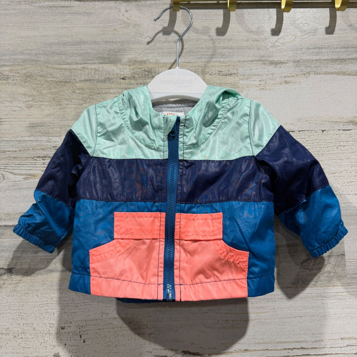 Cat & Jack Windbreaker Jacket Boys 0-3M Blue Colorblock Sporty EUC0