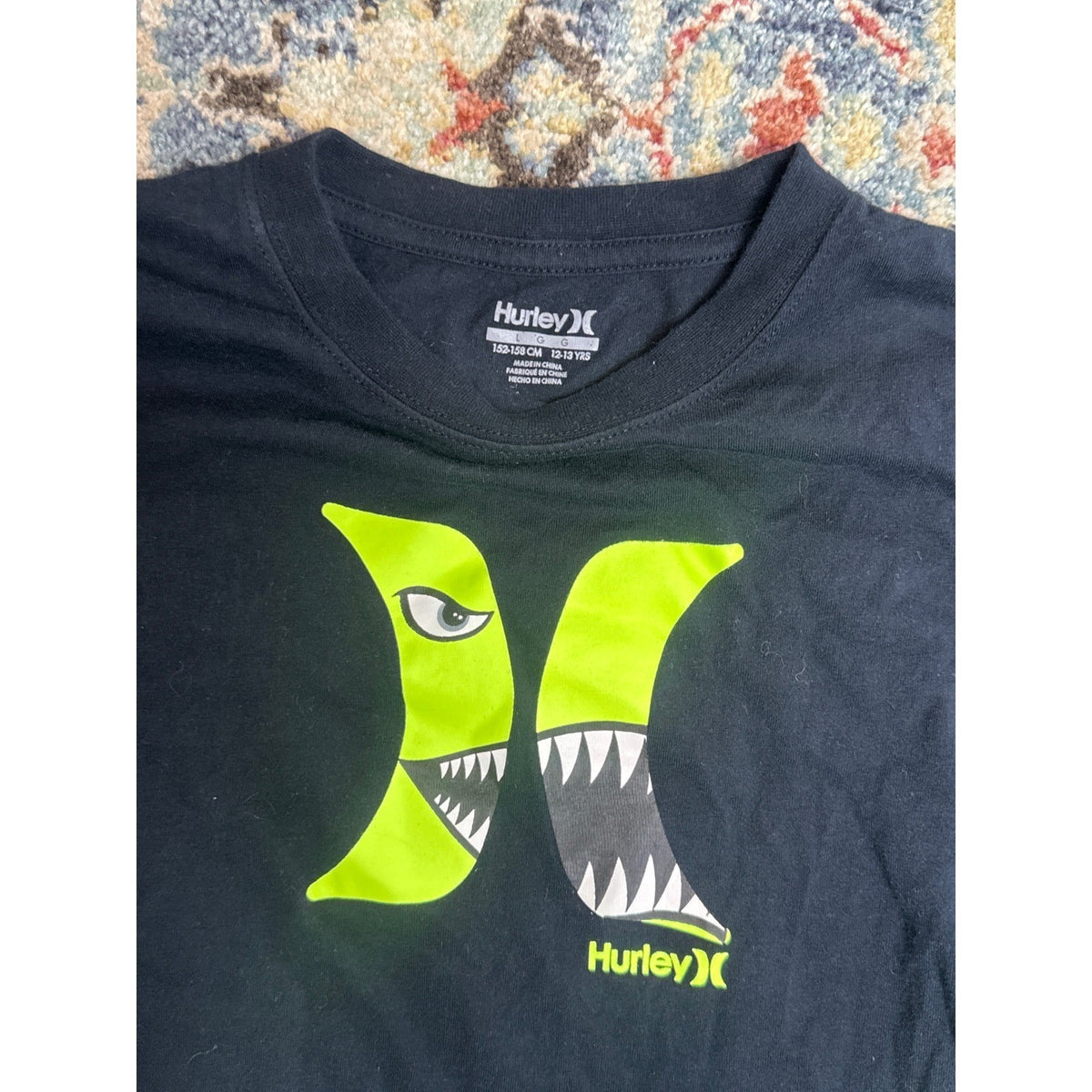 Hurley Long Sleeve Shirt Boys Large 12-13 Black Graphic1