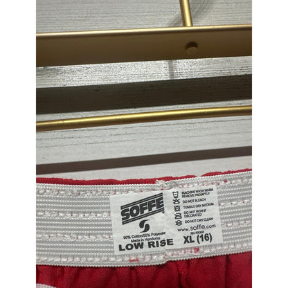 Soffe Athletic Shorts Girls XL (16) Red Low Rise Cotton Blend NWT1