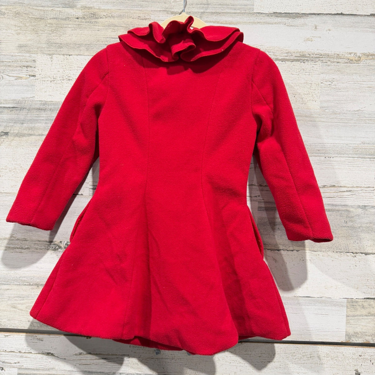 Copper Key Ruffle Coat Girls 6/6X Red Fleece Peacoat Holiday Classic *Flawed4