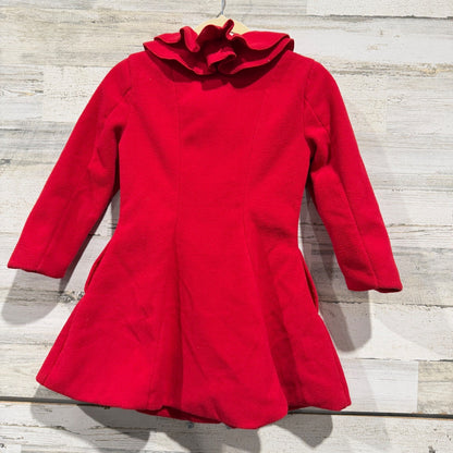 Copper Key Ruffle Coat Girls 6/6X Red Fleece Peacoat Holiday Classic *Flawed4
