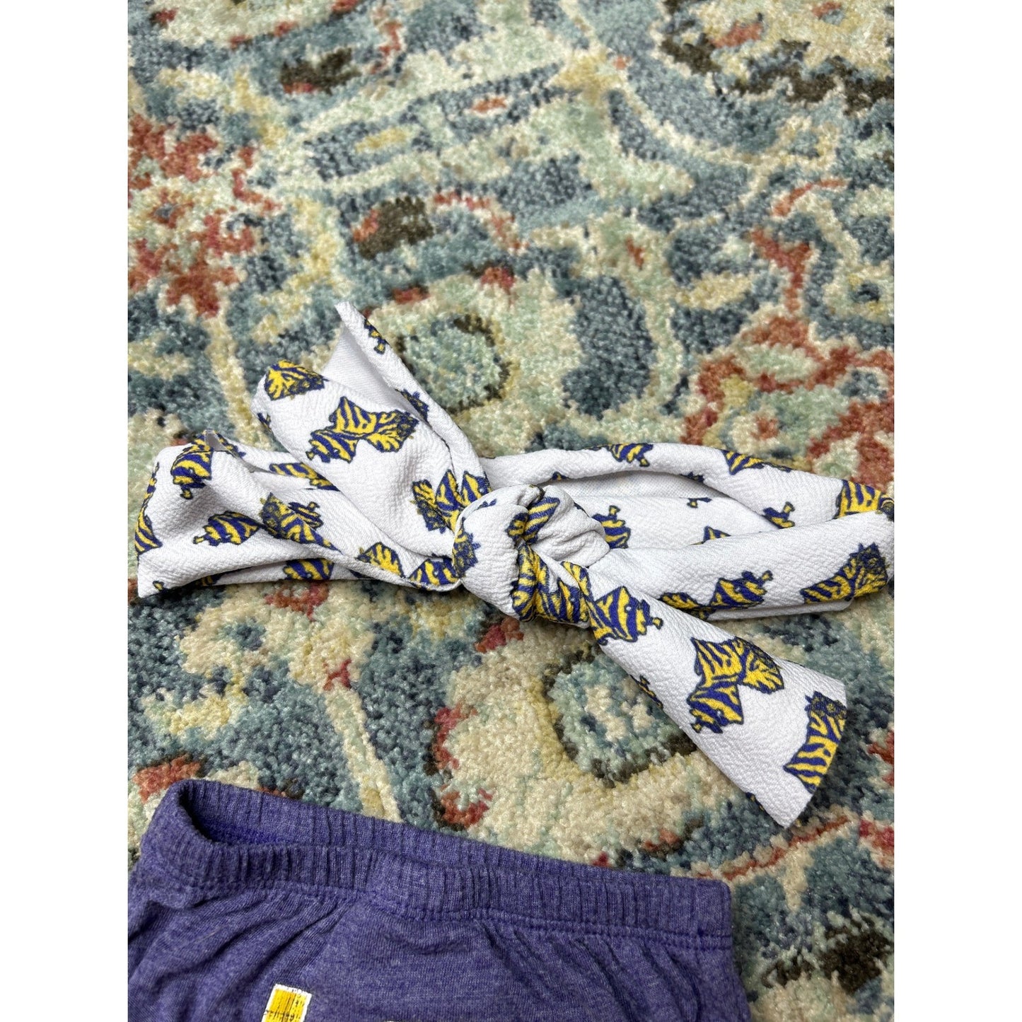LSU Ruffle Shorty Headband Set Girls 3-6 Months Purple Gold Game Day2