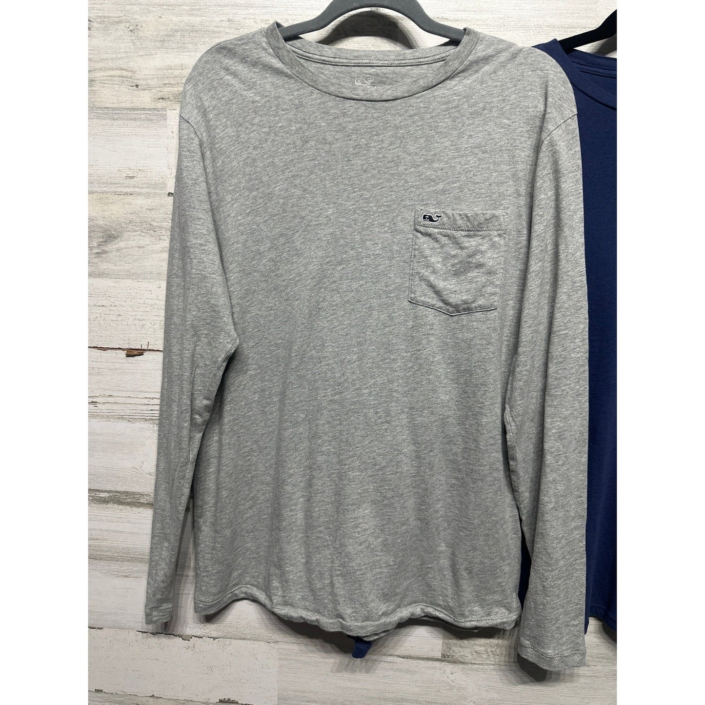 Vineyard Vines Long Sleeve T-Shirt Mens Small Blue Grey Pocket Tee 2-Pack EUC3