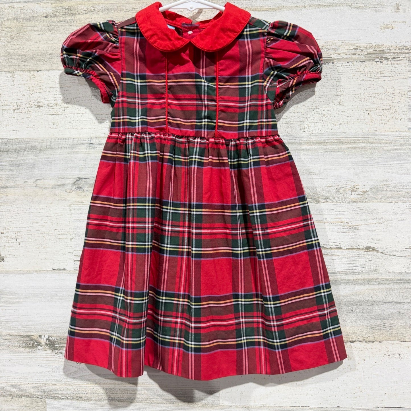 Charming Little One Plaid Dress Girls 2T Red Tartan Peter Pan Collar EUC0
