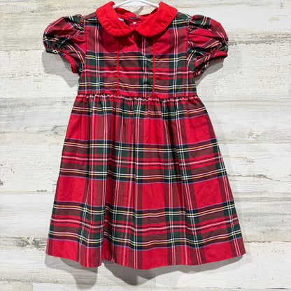 Charming Little One Plaid Dress Girls 2T Red Tartan Peter Pan Collar EUC0