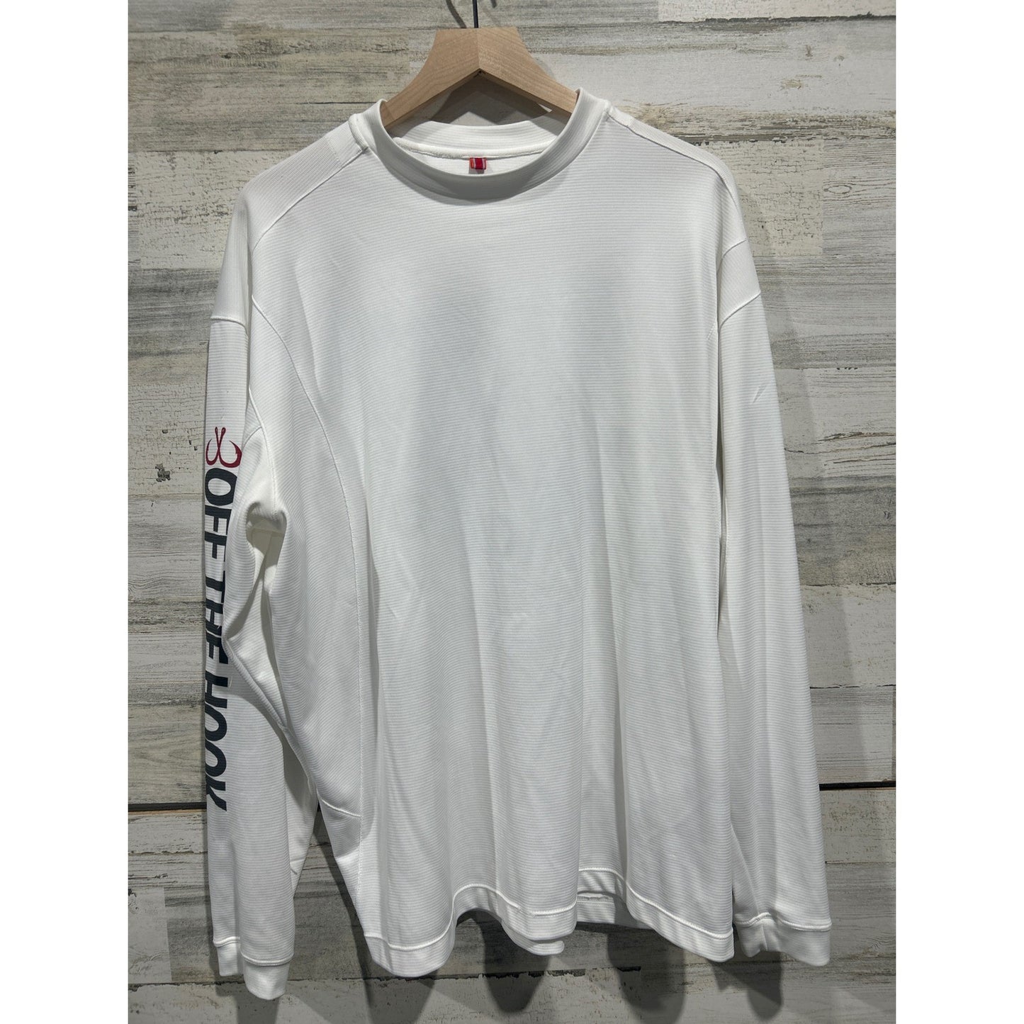 Montauk Tackle Co Fishing Shirt Men XL White Off The Hook Graphic Coastal EUC0