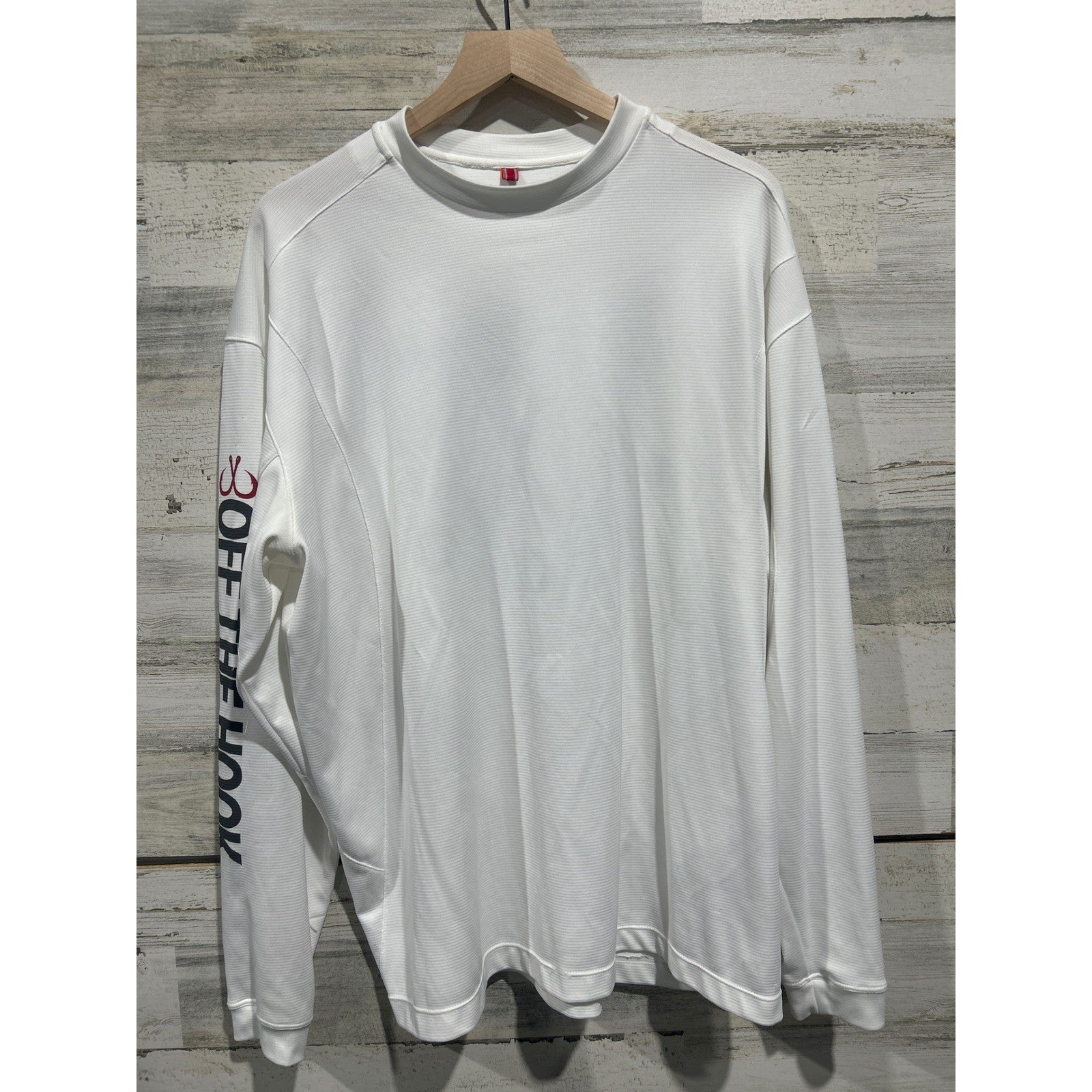 Montauk Tackle Co Fishing Shirt Men XL White Off The Hook Graphic Coastal EUC0