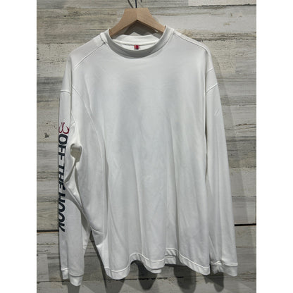 Montauk Tackle Co Fishing Shirt Men XL White Off The Hook Graphic Coastal EUC0