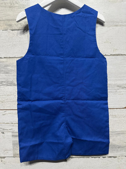 The Proper Peony Jon Jon Boys 3T Blue Fox Embroidered Romper NWT3