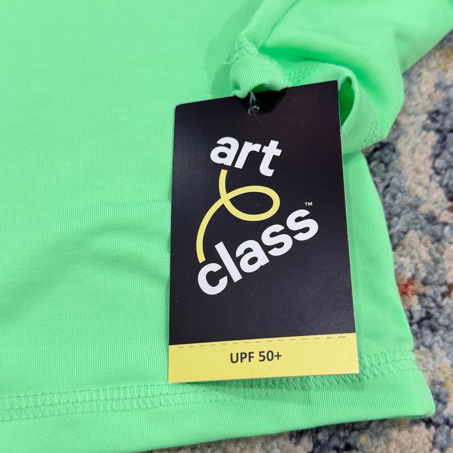 Art Class Rash Guard Boys Size 8 Green Long Sleeve UPF 50+ Swim NWT1